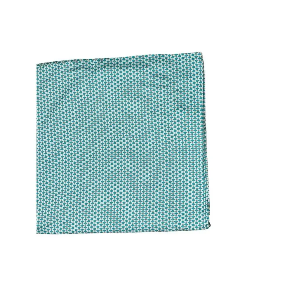 Full / Queen Size Flat Sheet Turquoise Aqua Blue Gray White Diamond Print